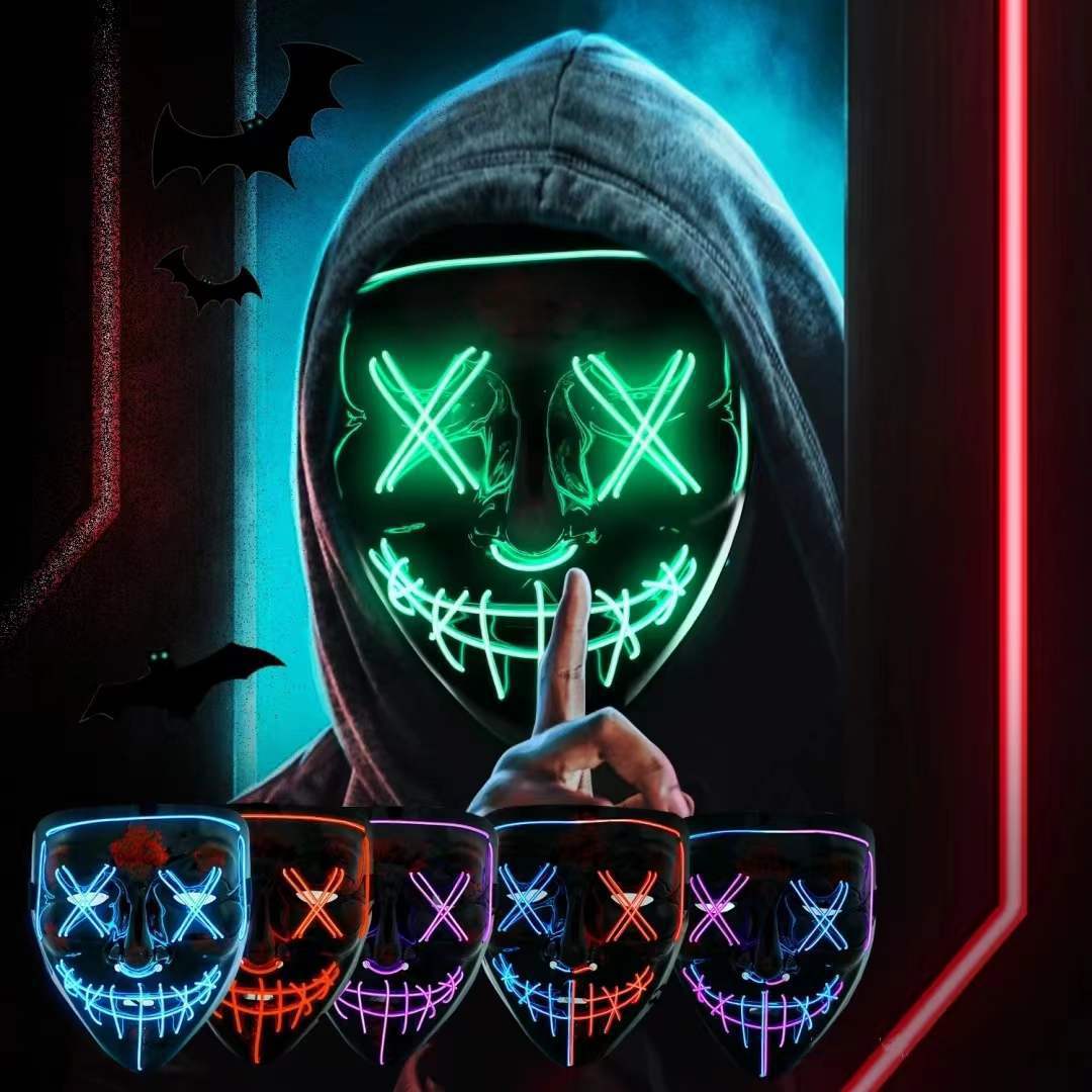 Led Purge Mask Halloween - Bezprzewodowa neonowa maska LED Purge, świecąca