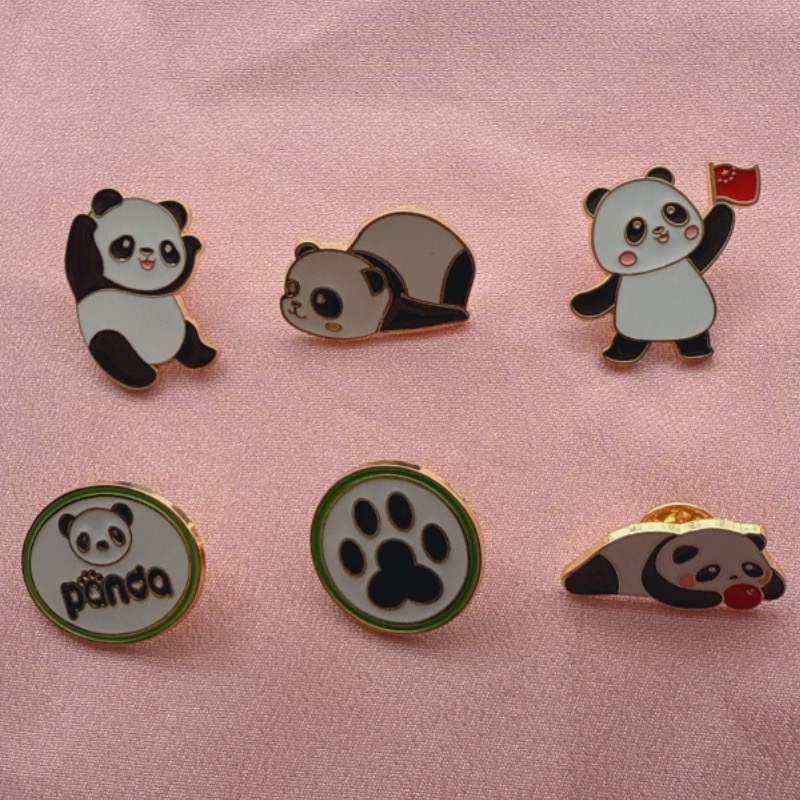 Party Supplies - 6 szt. Kreskówkowe przypinki z pandą