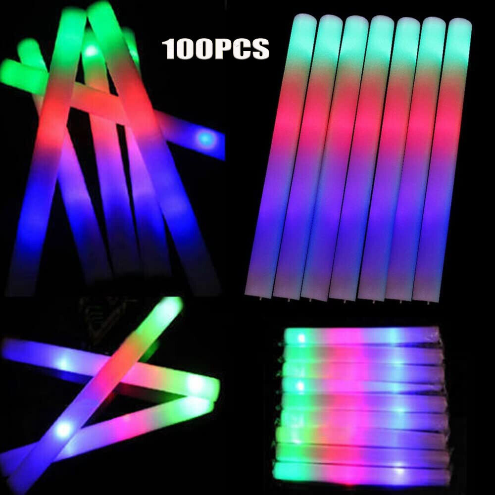 Flashing Led Foam Sticks Party - Świecące pałeczki hurtowo, 100 sztuk, LED-owe