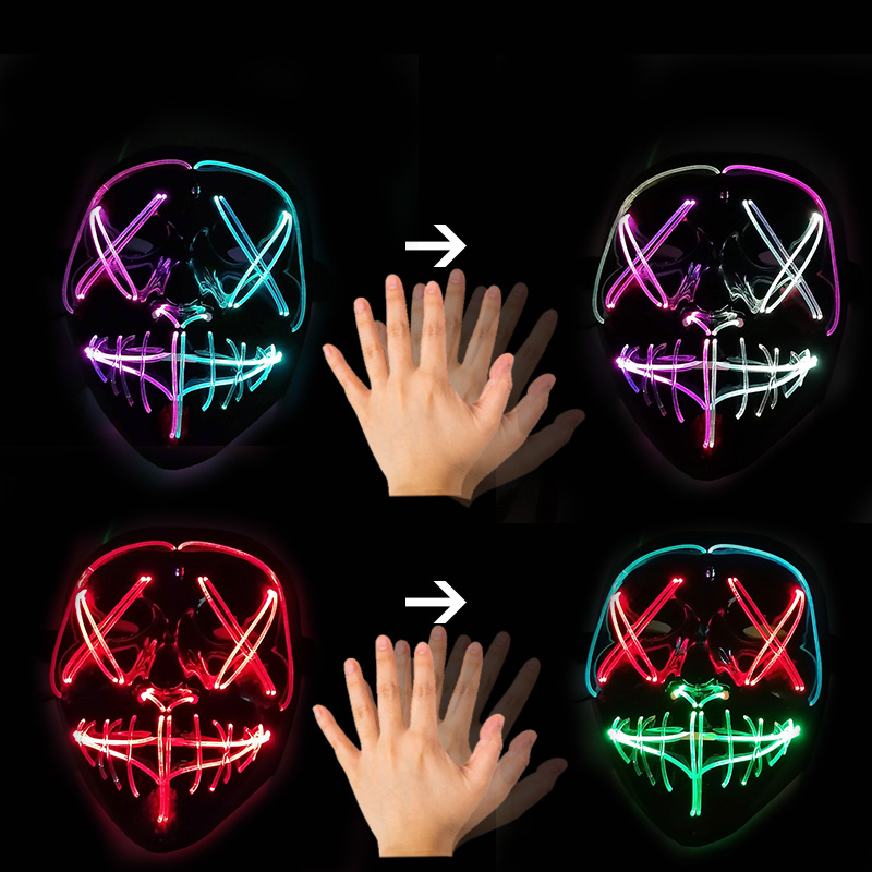Led Purge Mask Halloween - Maska LED sterowana gestami, świecąca, świecąca