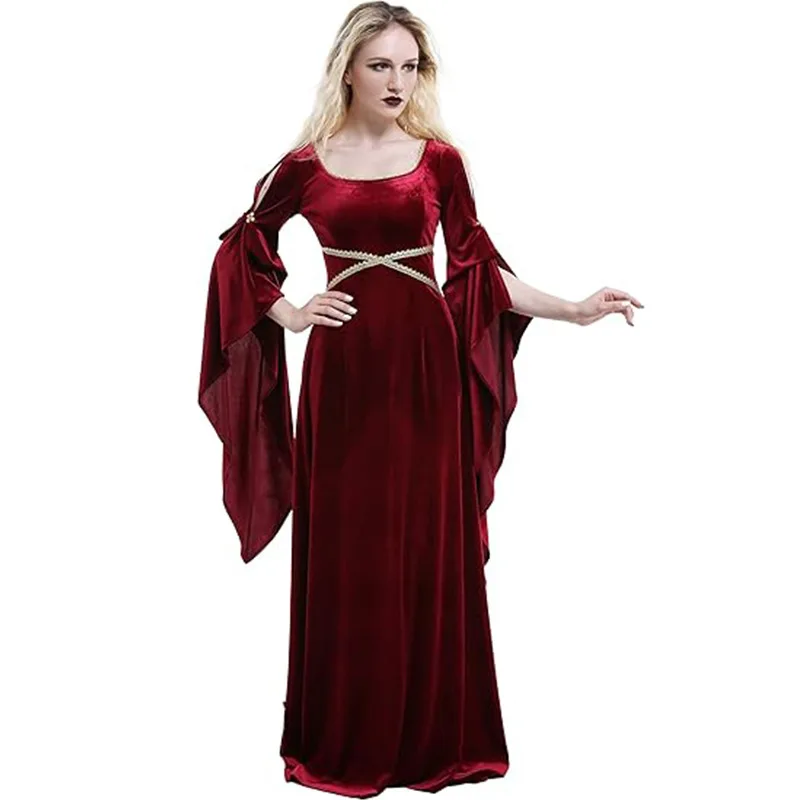 Medieval Renaissance Dress Women - Damski Średniowieczny Strój Czerwona Królowa Cosplay