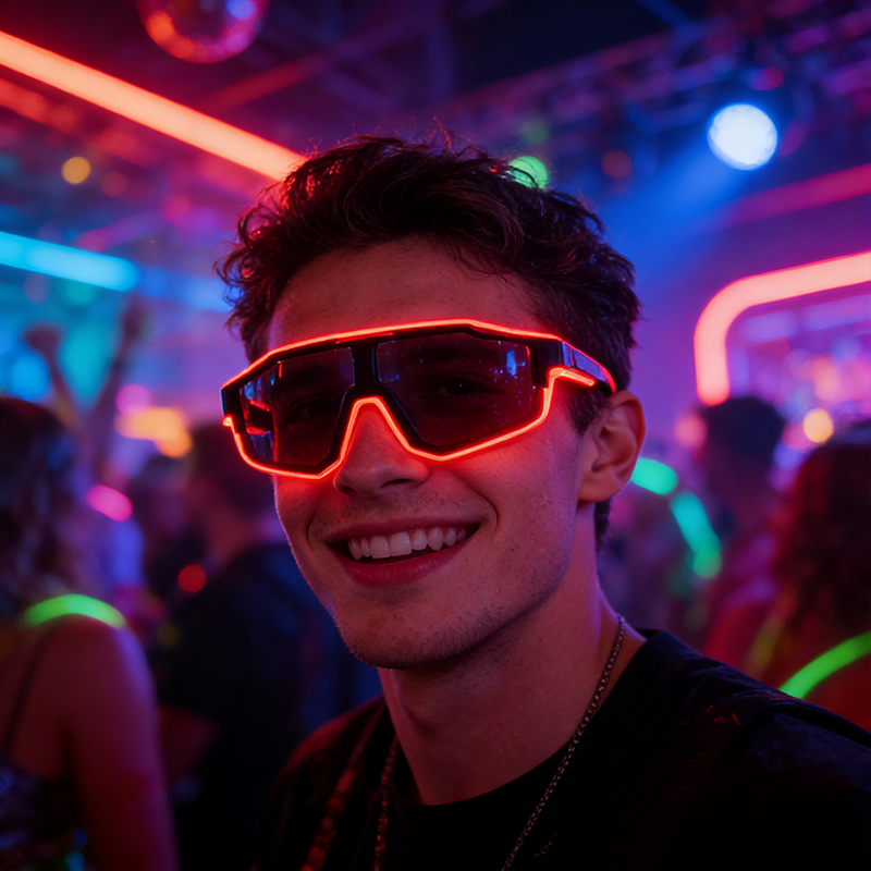 Glow In The Dark Party Glasses - Fajne wiatroodporne okulary LED z migającymi