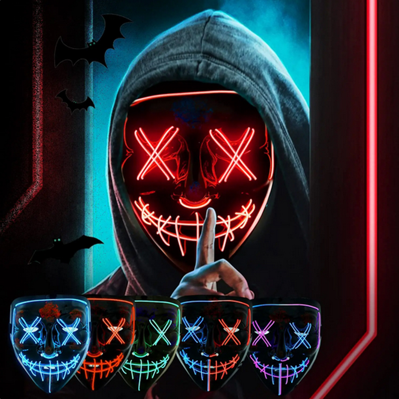 Led Purge Mask Halloween - Maska Halloweenowa Straszna Vendetta Świecąca Maska