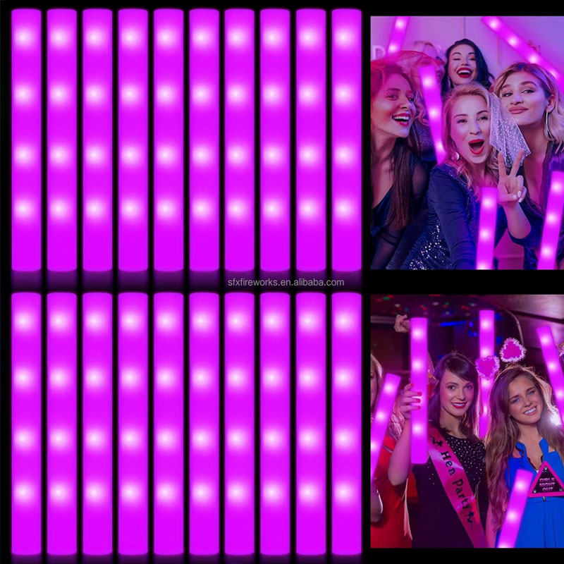 Flashing Led Foam Sticks Party - 20 szt. Piankowe pałeczki świetlne, kolorowe