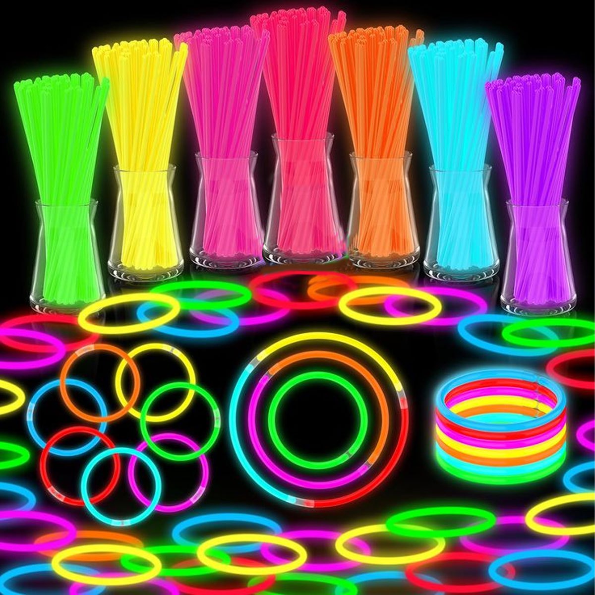 Glow In The Dark Party Glasses - Zestaw 15/35 sztuk świecących pałeczek -