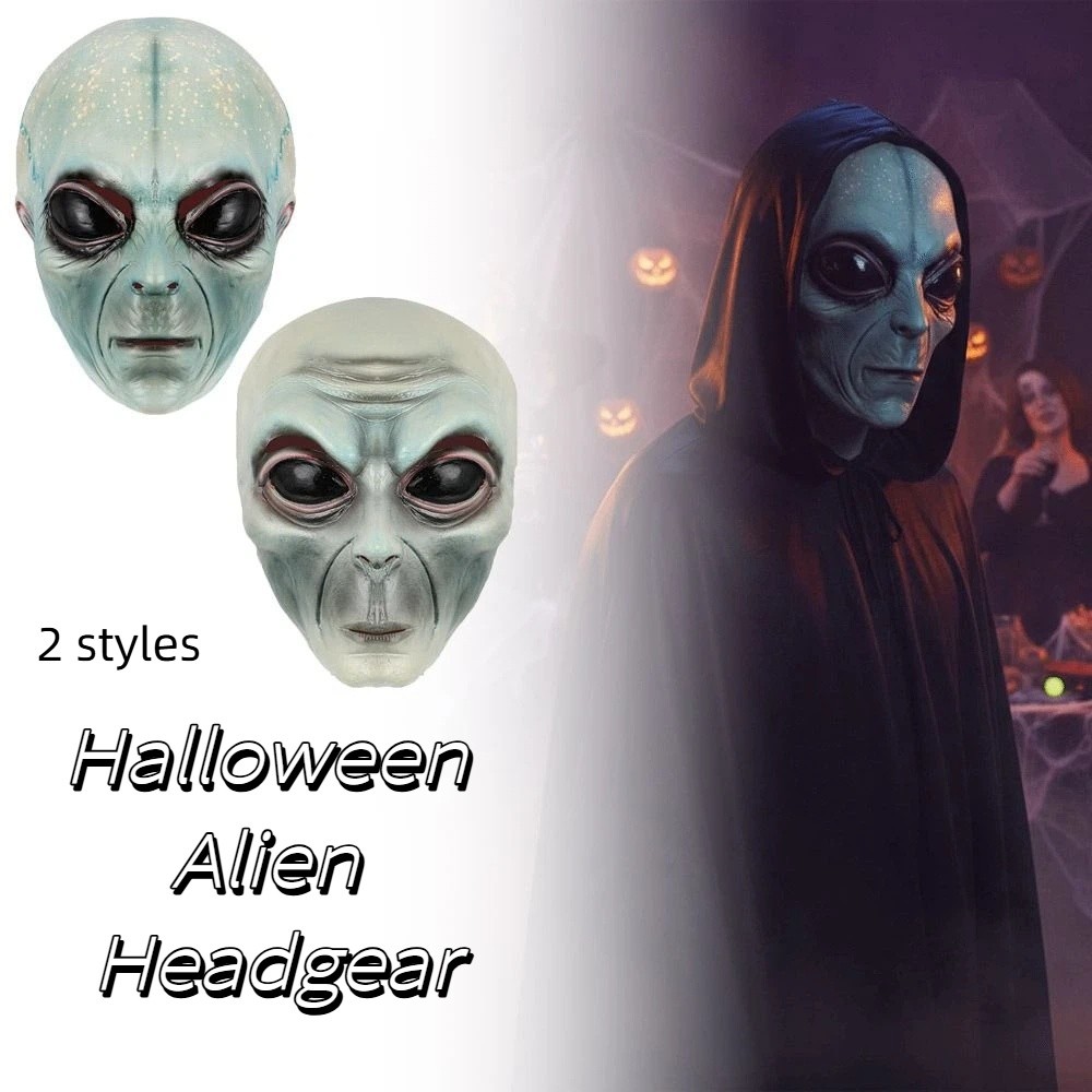 Latex Alien Mask Realistic - Maska lateksowa z motywem kosmity, zielona