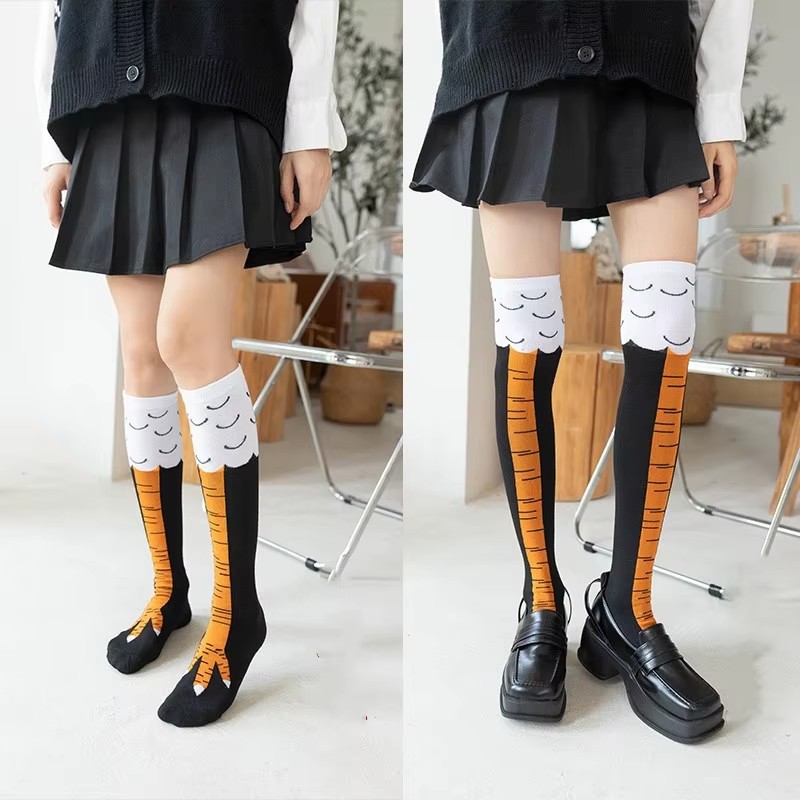 Funny Chicken Leg Socks - 1/2/3 szt. Śmieszne pończochy za kolano
