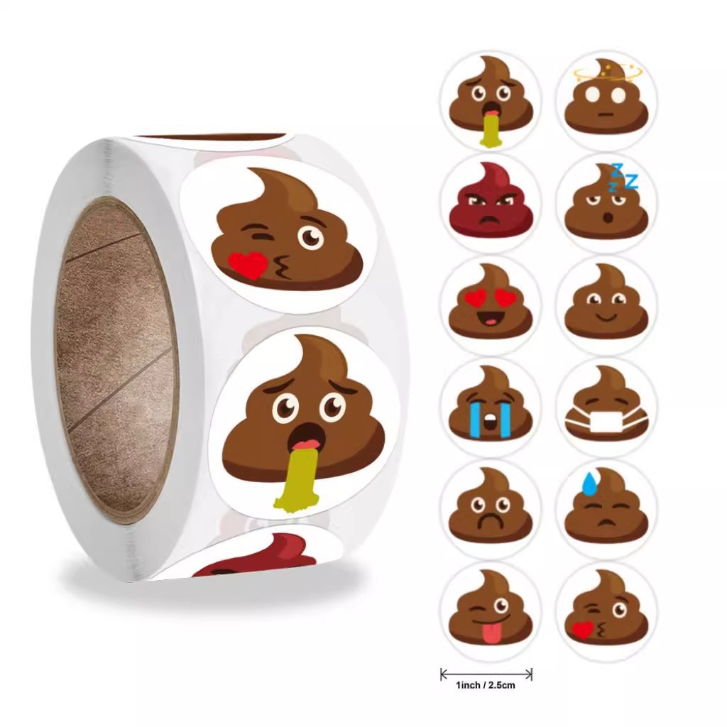 Prank Toys - 100-500 szt. Śmieszne naklejki z kackiem,