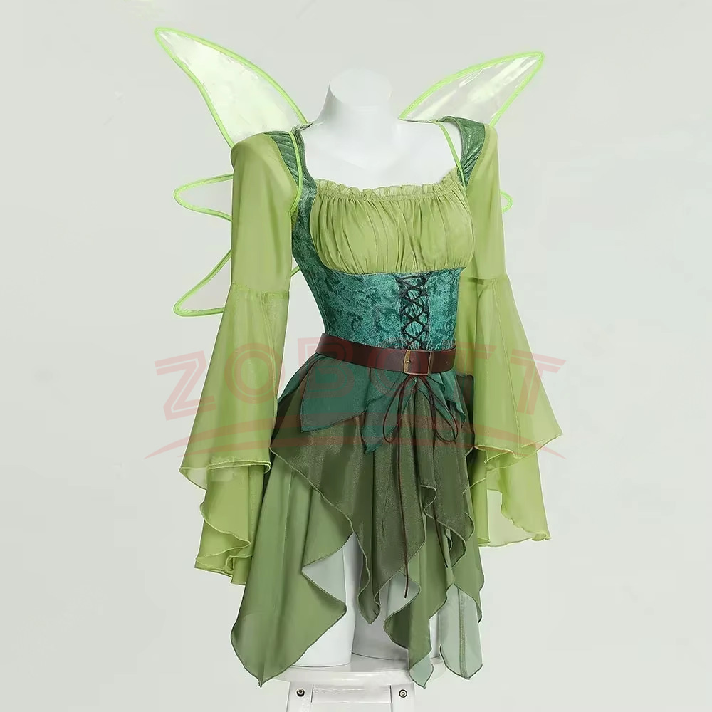 Medieval Renaissance Dress Women - Damska Sukienka Elf Średniowieczna Zielona Wróżka