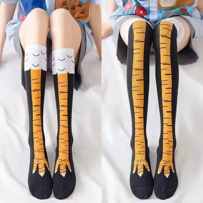 Funny Chicken Leg Socks - Śmieszne podkolanówki z nadrukiem kurzej łapki,