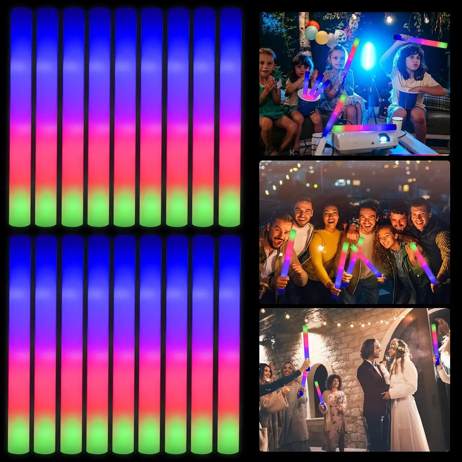Flashing Led Foam Sticks Party - 2Z-50PCS Świecące pałeczki piankowe LED na