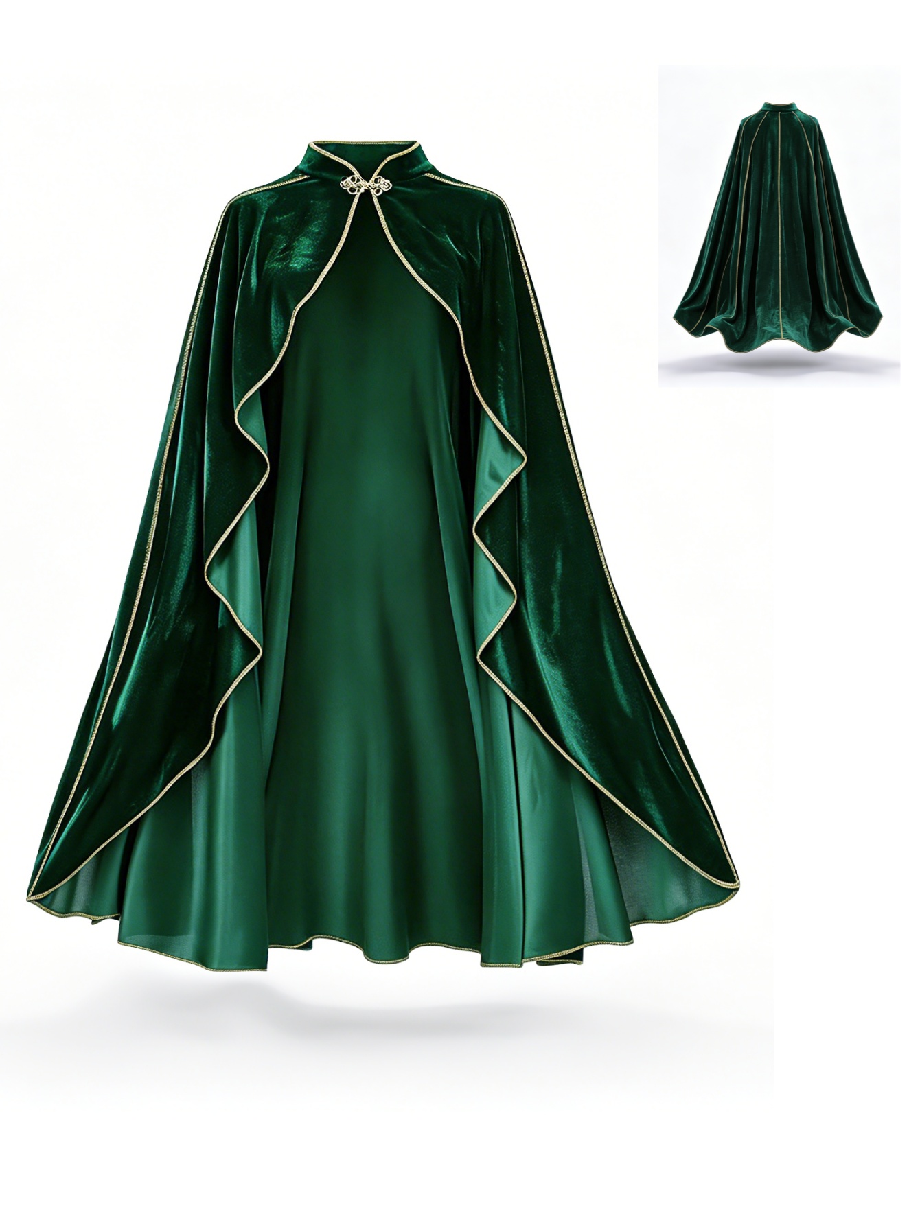 Medieval Renaissance Dress Women - Damski płaszcz zielony aksamitny w stylu