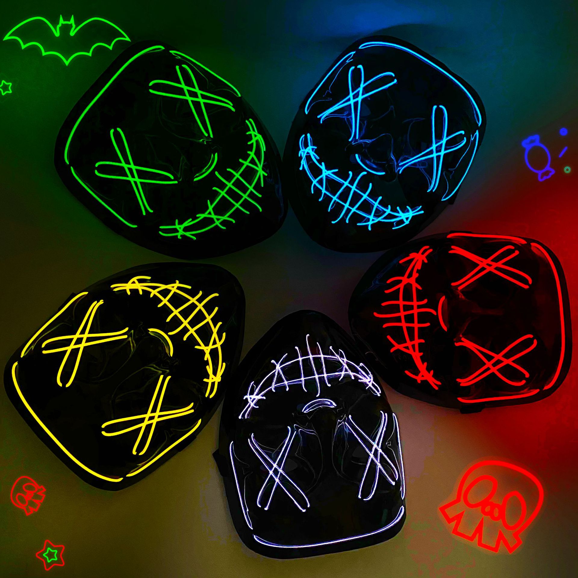 Led Purge Mask Halloween - Maska LED Halloween Karnawał Boże Narodzenie