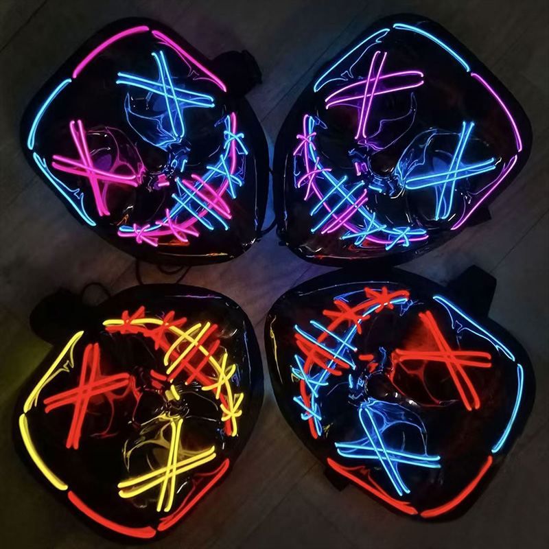 Led Purge Mask Halloween - Straszne Bezprzewodowe Świecące Maski LED Purge,