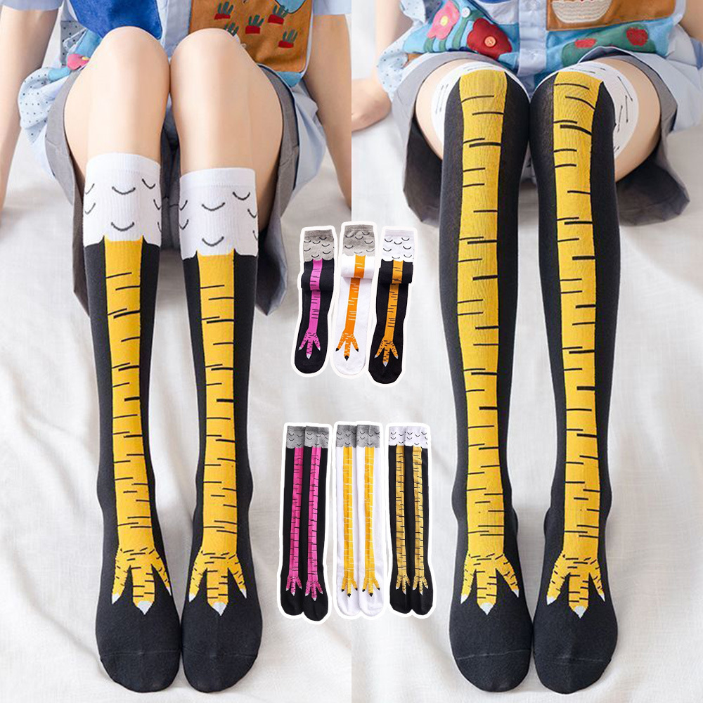 Funny Chicken Leg Socks - 1-4 pary damskich podkolanówek, modne, zabawne