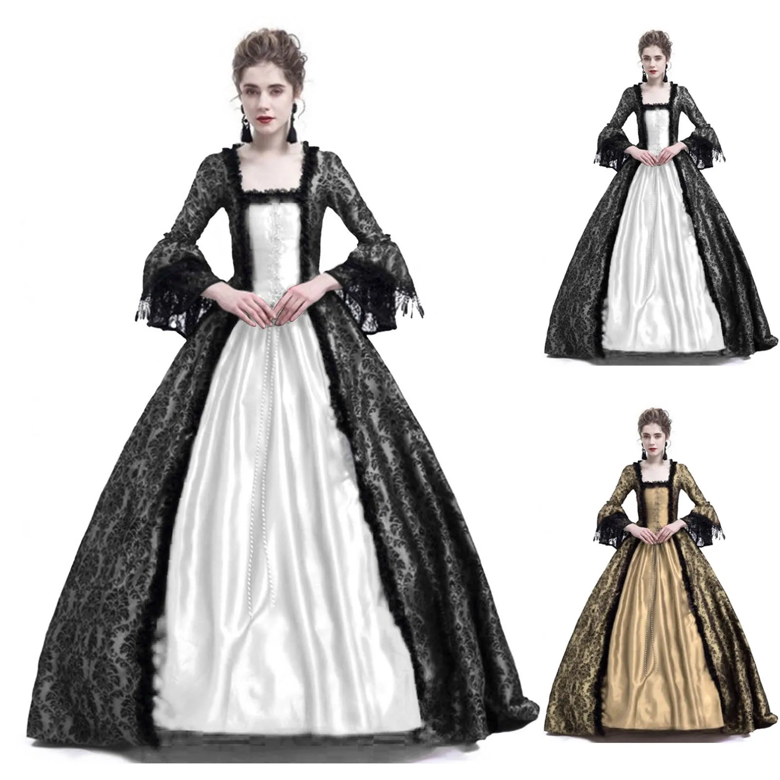 Medieval Renaissance Dress Women - Kostium na Halloween dla kobiet, koronkowa