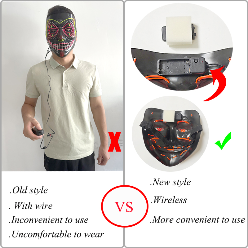 Led Purge Mask Halloween - 5 sztuk Hurtowo Straszne Maski na