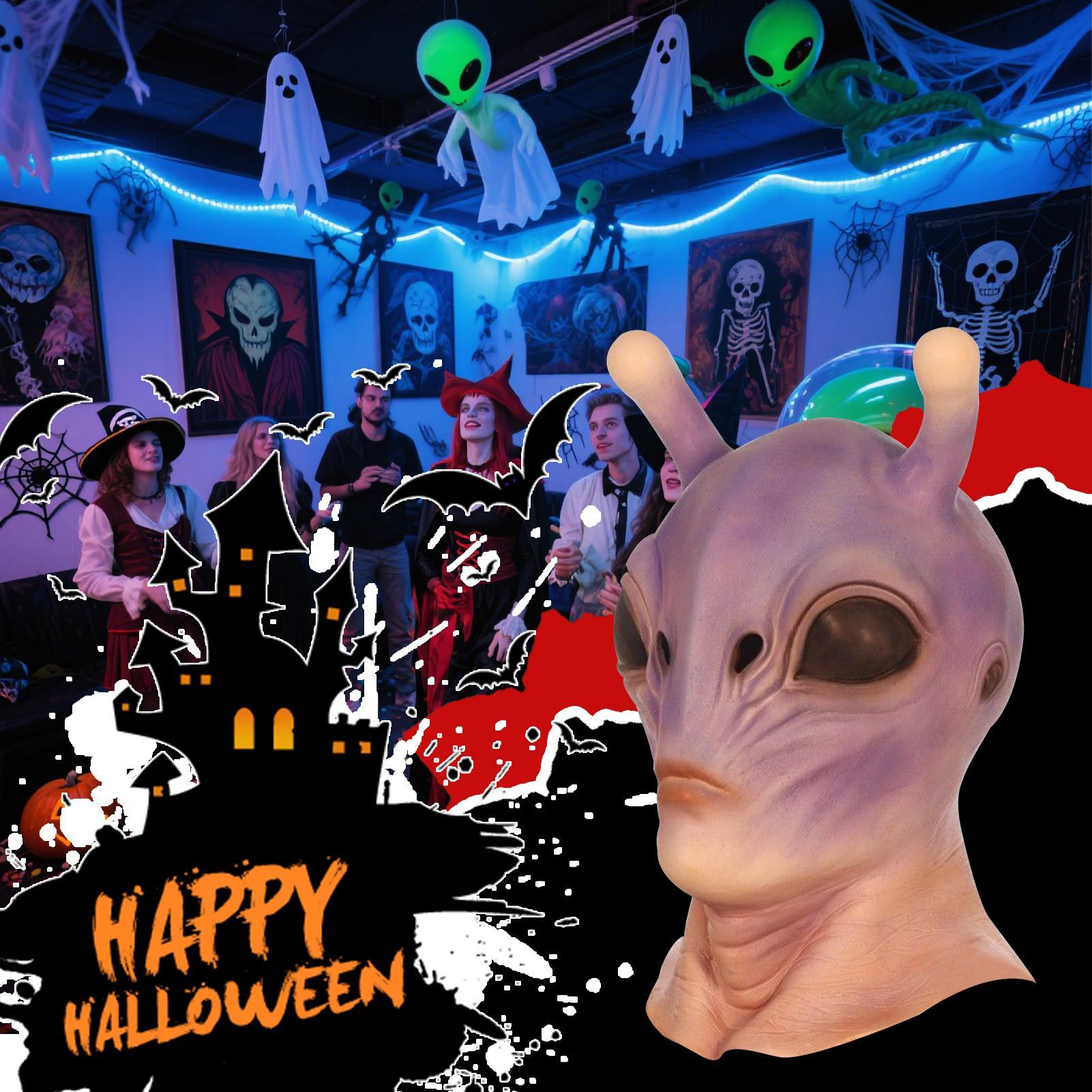 Latex Alien Mask Realistic - Pełna Głowa Realistyczna Halloweenowa Maska Obcego