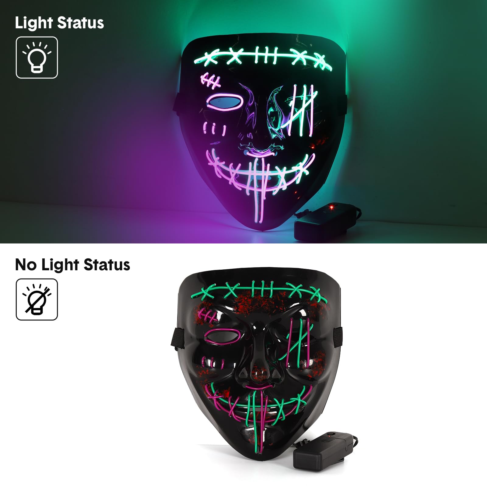 3 SZT. Straszna maska na Hallo – Led Purge Mask Halloween recenzja i cena