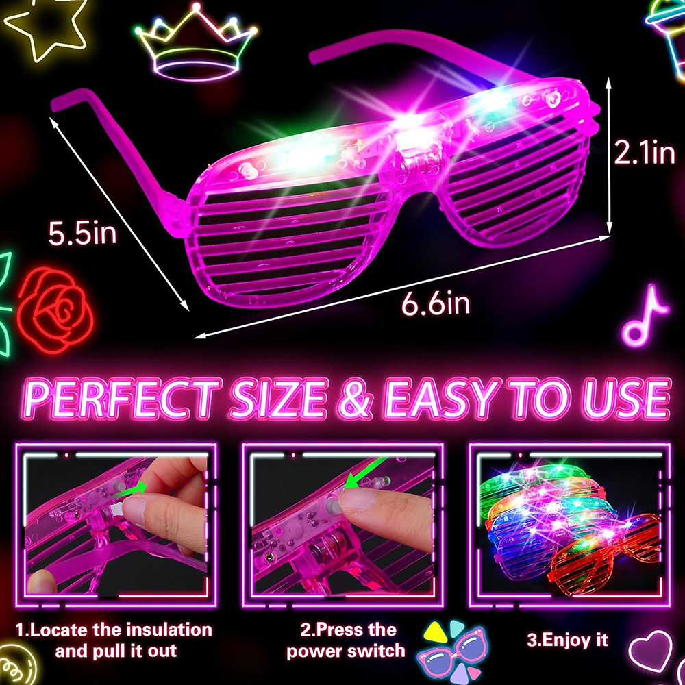 Okulary LED 6 Neonowych Koloró – Glow In The Dark Party Glasses recenzja i cena